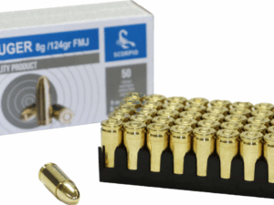 STV Technology 9mm 124 Grain Boxer Primed Full Metal Jacket Brass Case 50 Round Box