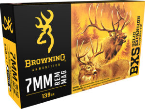 Browning Ammo B192400071 BXS Copper Expansion 7mmRem Mag 139gr Lead Free Solid Expansion Polymer Tip 20 Per Box/10 Case