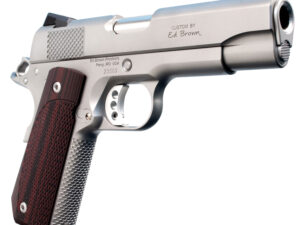 Ed Brown KC18SS 1911 Kobra Carry Serrated Frame 45 ACP 7+1 4.25" Stainless Recessed Crown Barrel, Matte Stainless Serrated Steel Slide & Frame, Laminate Wood Grip, Right Hand