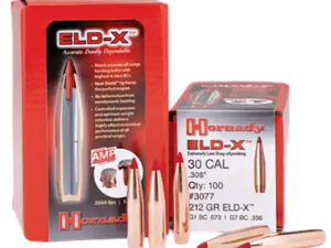 Hornady 3078 ELD-X  30 Cal .308 220 gr Extremely Low Drag eXpanding 100 Per Box/ 15 Case