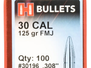 Hornady 30196 FMJ  30 Cal .308 125 gr Full Metal Jacket 100 Per Box/ 25 Case