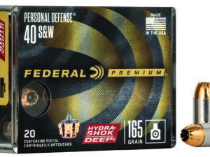 Federal P40HSD1 Premium Personal Defense 40S&W 165gr Hydra-Shok Deep Hollow Point 20 Per Box/10 Case