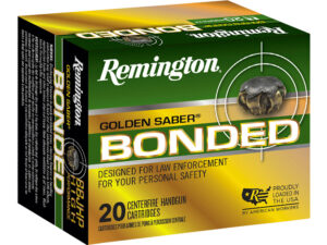 Remington Ammunition 29363 Golden Saber Bonded  40S&W 165gr Bonded Brass Jacketed Hollow Point 20 Per Box/25 Case
