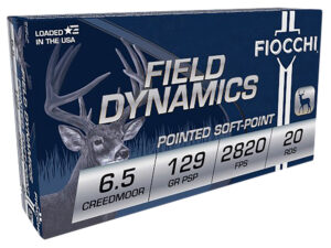 Fiocchi 65CMB Field Dynamics  6.5Creedmoor 129gr Pointed Soft Point 20 Per Box/10 Case