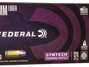 Federal AE9SJ4 Syntech Training Match 9mmLuger 124gr Total Syntech Jacket Flat Nose 50 Per Box/10 Case