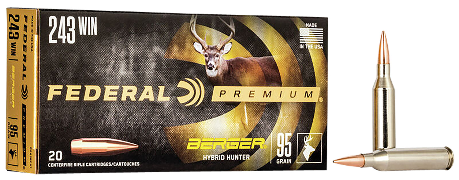 Federal P243BCH1 Premium 243Win 95gr Berger Hybrid Hunter 20 Per Box/10 Case