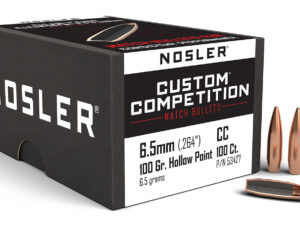 Nosler 53427 Custom Competition 6.5mm 100gr Hollow Point Boat Tail 100/Box