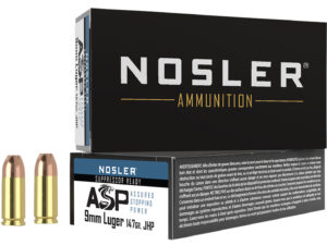 Nosler 51325 Assured Stopping Power Handgun 9mmLuger 147gr Jacketed Hollow Point 50 Per Box/10 Case