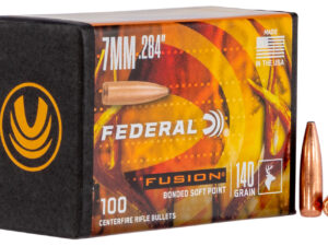 Federal FB284F1 Fusion Component  7mm .284 140 gr Fusion Soft Point 100 Per Box/ 4 Case