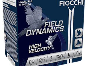 Fiocchi 20HV6 Field Dynamics High Velocity 20Gauge 2.75" 1oz 6Shot 25 Per Box/10 Case