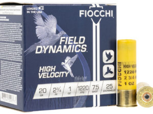 Fiocchi 20HV75 Field Dynamics High Velocity 20Gauge 2.75" 1oz 7.5Shot 25 Per Box/10 Case