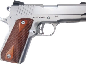 Rock Island 51868 Rock Standard CS *CA Compliant 45 ACP 3.63" 7+1 Matte Stainless Steel Frame & Slide Double Diamond Checkered Wood Grip