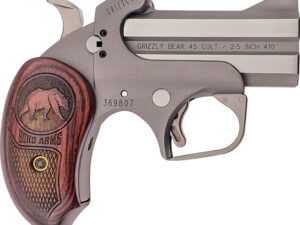 Bond Arms BAGR Grizzly  45 Colt (LC)/410 Gauge 2rd 3" Stainless Steel Double Barrel & Frame, Rebounding Hammer, Blade Front/Fixed Rear Sights, Rosewood Grips, Manual Safety