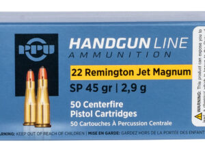 PPU PPH22RJ Handgun  22RemJetMag 45gr Soft Point 50 Per Box/10 Case