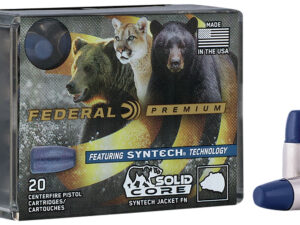 Federal P9SHC1 Premium  9mmLuger+P 147gr Solid Core Synthetic Flat Nose 20 Per Box/10 Case