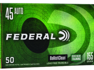 Federal BC45CT1 BallistiClean Reduced Hazard Training 45ACP 155gr Lead Free Frangible 50 Per Box/20 Case