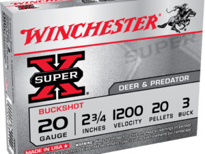 Winchester Ammo XB203VP Super X  20Gauge 2.75" 20Pellets 3Buck Shot 15 Per Box/10 Case *Value Pack