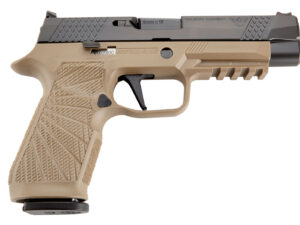 Wilson Combat SIGWCP320F9T P320  9mm Luger 17+1 4.70" Black Steel Barrel, Black DLC Serrated Stainless Steel Slide, Tan Polymer Frame w/Picatinny Rail, Tan Polymer Grip