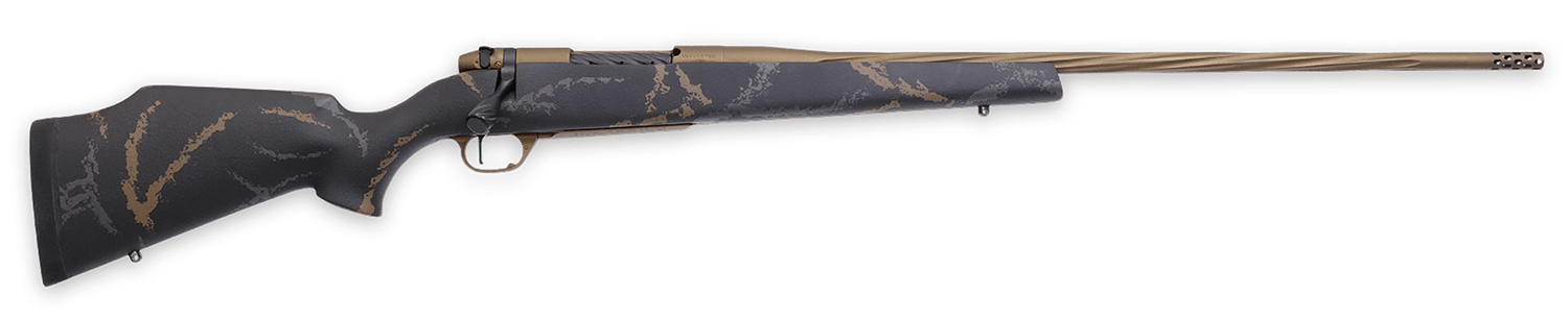 Weatherby MWL05N65RWR6B Mark V Weathermark LTD 6.5 Wthby RPM 4+1 24" Burnt Bronze Cerakote Spiral, Fluted Steel Barrel, Black w/Grey & Brown Accents Monte Carlo Stock