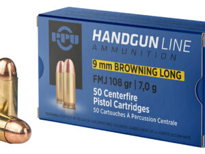 PPU PPH9BL Handgun  9mmBrowningLong 108gr Full Metal Jacket 50 Per Box/20 Case