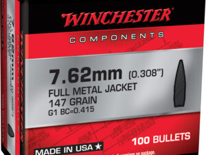 Winchester Ammo WB762M147X Centerfire Rifle  7.62mm 147gr Full Metal Jacket Boat Tail 100 Per Box/10 Case