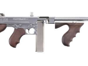 Thompson TI50DCR 1927A-1 Deluxe Carbine 45 ACP Caliber with 18" Barrel, 20+1 Capacity (Stick), 50+1 Capacity (Drum), Hard-Chrome Plated Metal Finish, American Walnut Stock Wood Grip Right Hand