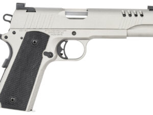 Auto-Ordnance 1911TCAC6 1911 A1  45 ACP 7+1 5" Savage Silver Cerakoate, Serrated/Ported Slide,  Black Rubber Grips, Fixed 3-Dot Combat Day Sights