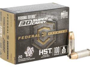 Federal P30HST1S Premium Personal Defense 30Super Carry 100gr HST Jacketed Hollow Point 20 Per Box/10 Case