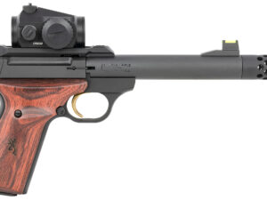 Browning 051580490 Buck Mark Hunter 22 LR 10+1 5.90" Bull/Threaded/Muzzle Brake Barrel, Matte Black Serrated Steel Slide & Aluminum Frame Laminate Cocobolo Grips, Vortex Crossfire Red Dot