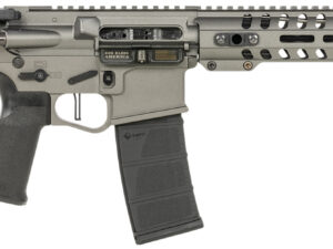 Patriot Ordnance Factory 01802 Minuteman Direct Impingement 5.56x45mm NATO Caliber with 10.50" Barrel, 30+1 Capacity, Tungsten Metal Finish, Buffer Tube Stock & Black MFT Grip Right Hand