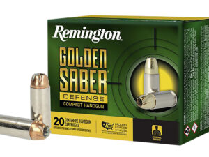 Remington Ammunition R21370 Golden Saber Defense 10mmAuto 180gr Brass Jacketed Hollow Point 20 Per Box/25 Case
