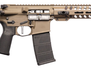 Patriot Ordnance Factory 01803 Minuteman DI 5.56x45mm 30+1 10.50" Nitride Treated Chrome Moly Barrel, 9" M-LOK Handguard, Patriot Brown Cerakote Receiver, Black Synthetic Buffer Tube, Black MFT Grips