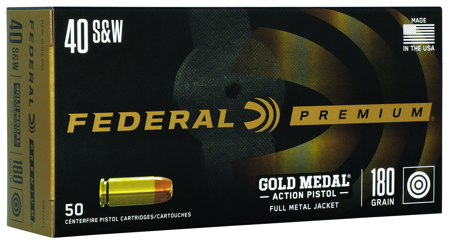 Federal GM40AP1 Gold Medal Centerfire Pistol 40S&W 180gr Full Metal Jacket 50 Per Box/10 Case