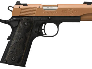 Browning 051896490 1911-22 Black Label Compact Frame 22 LR 10+1, 3.63" Matte Stainless Steel Barrel, Copper Cerakote Serrated Slide, Matte Black Polymer Frame w/Beavertail, Black Laminate Wood Grip