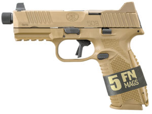 FN 66101652 509 Tactical Bundle 9mm Luger 10+1 4.50" Black Steel Threaded Barrel, Flat Dark Earth Optic Ready/Serrated SS Slide & Polymer Frame w/Picatinny Rail,  Ambidextrous, 5 Magazines