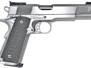 Rock River Arms PS2400 PS2400 Limited Match 45 ACP 7+1, 5" Stainless National Match Barrel, Brushed Chrome Serrated Steel Slide & Frame w/Beavertail, Black G10 Grip, Ambidextrous
