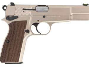 MAC 12000001 P-35  9mm Luger 15+1 4.70" Stainless Steel Barrel, Satin Nickel Serrated Steel Slide & Frame w/Beavertail & Picatinny Rail, G10 Grip