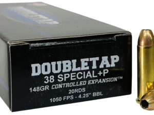 DoubleTap Ammunition 38SP148CE   38Special 148gr Controlled Expansion JHP 20 Per Box/50 Case