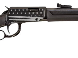 Rossi RL22181SYEN21 Rio Bravo  22 LR 15+1 18" Black Polished Alloy Steel Barrel, Black w/Engraved US Flag Aluminum Receiver, Black Synthetic Fixed Stock