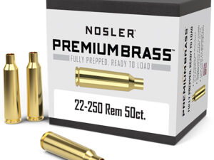 Nosler 10065 Premium Brass Unprimed Cases 22-250Rem Rifle Brass 50/Box