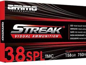 Ammo Inc 38158TMCSTRKRED50 Streak Visual (RED)  38Special 158gr Total Metal Case 50 Per Box/20 Case