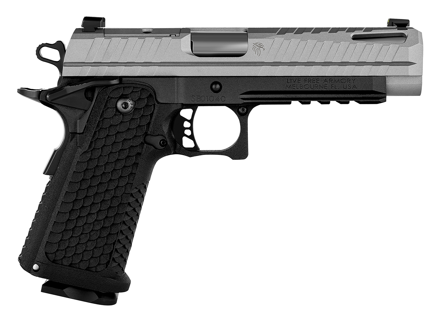 Live Free Armory LFAPF812076 Apollo 11 9mm 17+1 4.15" 416 Stainless Steel Slide Elite Gray Cerakote Black Polymer Grip