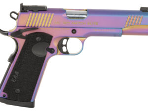 Girsan 391091 MC1911  Full Size Frame 45 ACP 8+1 5" Stainless Bull Barrel, Multi Color PVD Coating Serrated Steel Slide, Multi Color PVD Coating Steel Frame w/Beavertail, Black Textured Grip