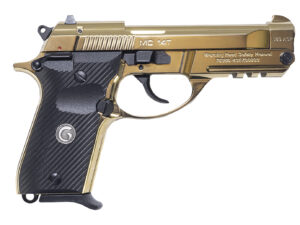 Girsan 390870 MC 14T Solution Compact Frame 380 ACP 13+1 4.50" Gold Plated PVD Steel Tip-Up Barrel, Gold Plated Serrated Steel Slide, Gold Plated Aluminum Frame w/Picatinny Rail, Black Polymer Grip