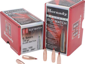 Hornady 26100 ELD Match  6.5mm .264 100 gr Extremely Low Drag Match 100 Per Box/ 25 Case