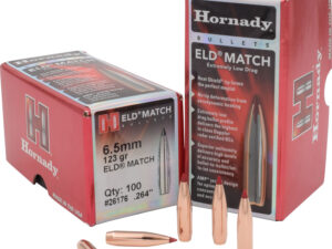 Hornady 26176 ELD Match  6.5mm .264 123 gr Extremely Low Drag Match 100 Per Box/ 25 Case