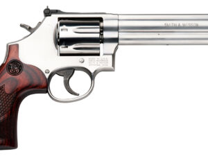 Smith & Wesson 150712 Model 686 Plus Deluxe 357 Mag or 38 S&W Spl +P Stainless Steel 6" Barrel, 7rd Cylinder, Satin Stainless Steel L-Frame, Textured Wood Grip, Internal Lock