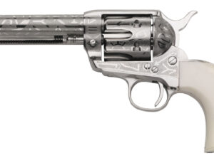 Taylors & Company 200061 1873 Cattle Brand 45 Colt (LC) Caliber with 5.50" Barrel, 6rd Capacity Cylinder, Overall Nickel-Plated Engraved Finish Steel & Ivory Synthetic Grip