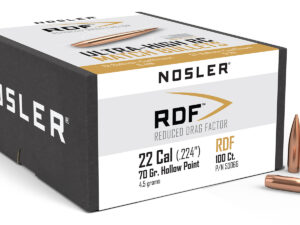 Nosler 53066 RDF Match 22Cal 70gr Hollow Point Boat Tail 100/Box