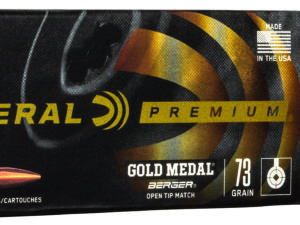 Federal GM223BH73 Premium Gold Medal 223Rem 73gr Berger Open Tip Match 20 Per Box/10 Case